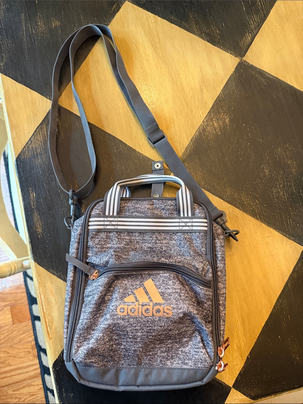 adidas Gray and Rose Gold Crossbody Lunchbox